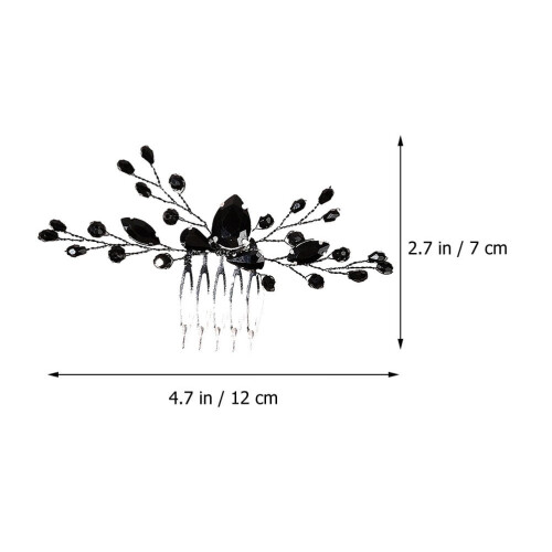 Pettini per capelli da donna vintage neri con strass (2 pezzi) 1