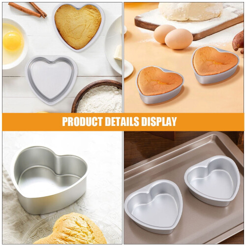 Set de 4 forme de tort din aluminiu, în formă de inimă 2
