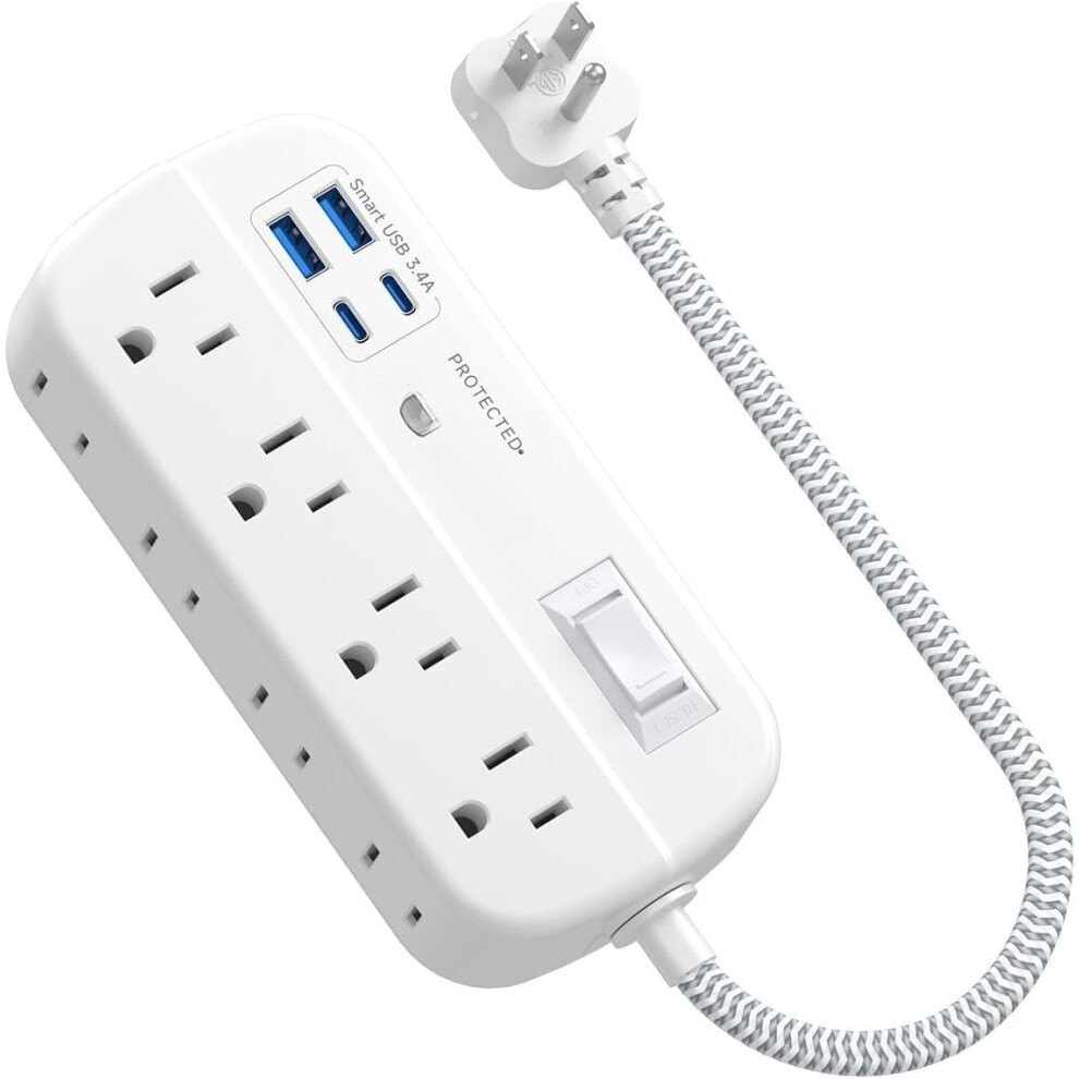 Extension Cord With 8 Outlets And 4 Usb Ports 1 Foot 913211441794
