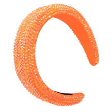 Rhinestone Headband for Women Orange Crystal Pearl