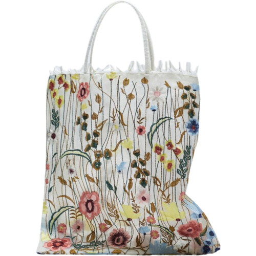 Mála Tote Organza Bróidnithe Bláth Fillte do Mhná