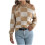 Maglione da donna a quadri con spalle scoperte e maniche a lanterna, 6
