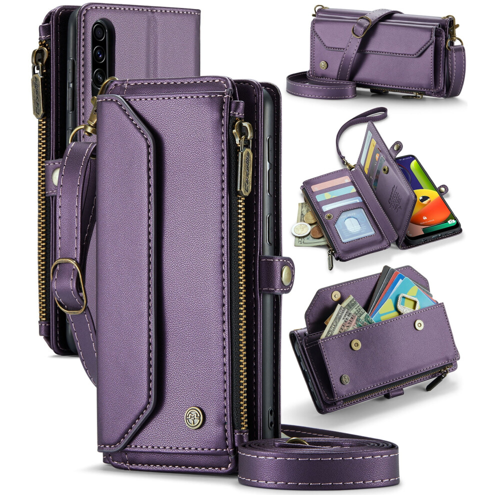 Caseme Leather Wallet Case For Samsung Galaxy A50s Purple 937196933112