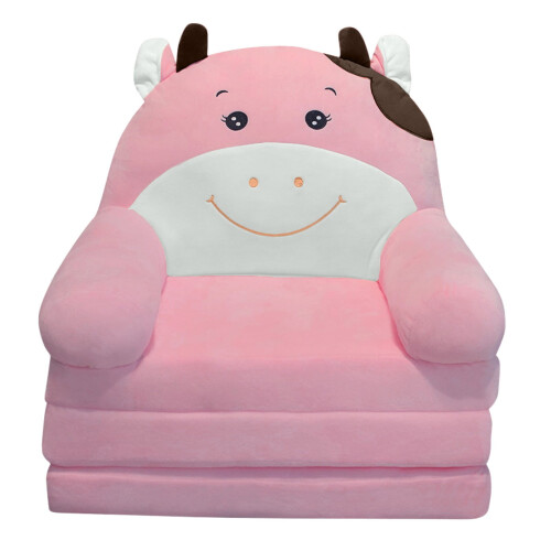Plush Foldable Kids Sofa Backrest Armchair Pink