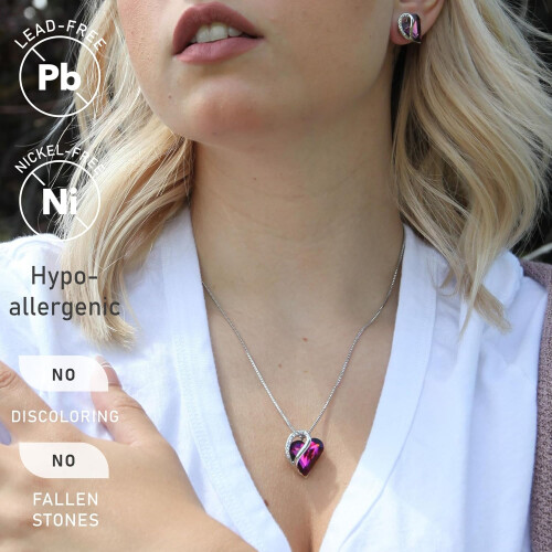 Infinity Love Heart Birthstone Necklace Silver Plated18+2 1