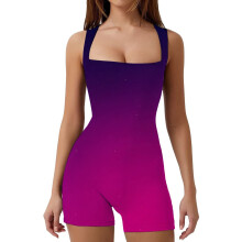 Women's U-Neck Bodycon Bodysuit Hot Pink L