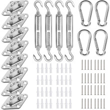 6 Inch Shade Sail Hardware Kit, 40 Pcs Stainless Steel Sun Shade Installation Kit for Triangle Sun Shade Sail (40 PCS) (80 PCS) D