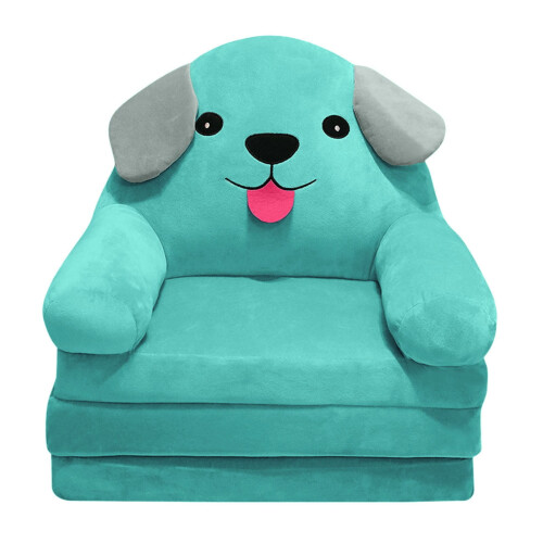 Plush Foldable Kids Sofa Backrest Armchair Blue