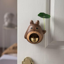 Totoro Wooden Door Bell with Suction Cup Black Walnut