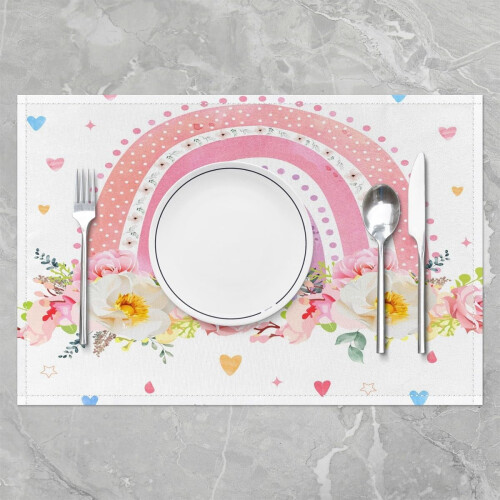 Regenbogenfarbene botanische Platzsets, 4er-Set, 45,7 x 30,5 cm 1