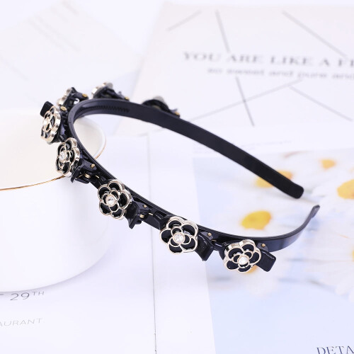 Double Layer Braided Headband Plastic Pearl Hair Accessory
