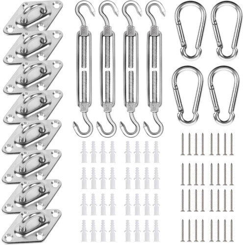 Kit de ferragens em aço inoxidável para vela de sombra triangular de 6 polegadas