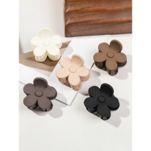Flower Hair Claw Clips Matte Rectangle Jaw 5 Pcs