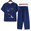 Damen-Pyjama-Set, leinenähnlich, 2-teilig, mit Blumenmuster, kurze 2