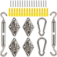 Kit de fixation pour voile d'ombrage en acier inoxydable (24 pièces)