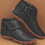 Botas curtas femininas de couro com zíper lateral 3