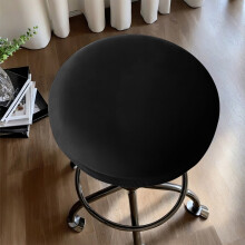 Housse de tabouret ronde élastique noire en soie de lait imperméable