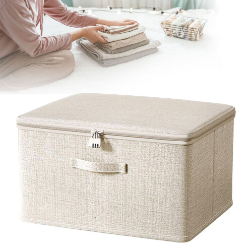 Caixa organizadora de brinquedos dobrável em algodão e linho, 40 x 30 x 21 cm (15,7 x 11,8 x 8,2 polegadas). 1