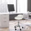 Tabouret pivotant à roulettes en cuir PU blanc (1 pièce) 2