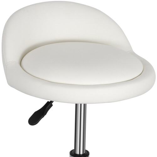 Tabouret pivotant à roulettes en cuir PU blanc (1 pièce) 2
