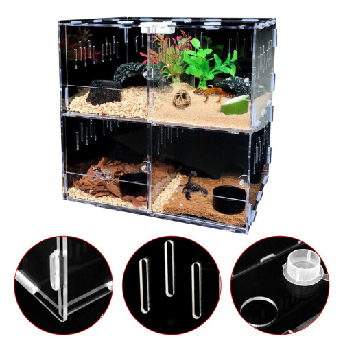 Průhledný akrylový box pro plazy, 4 mřížky 1