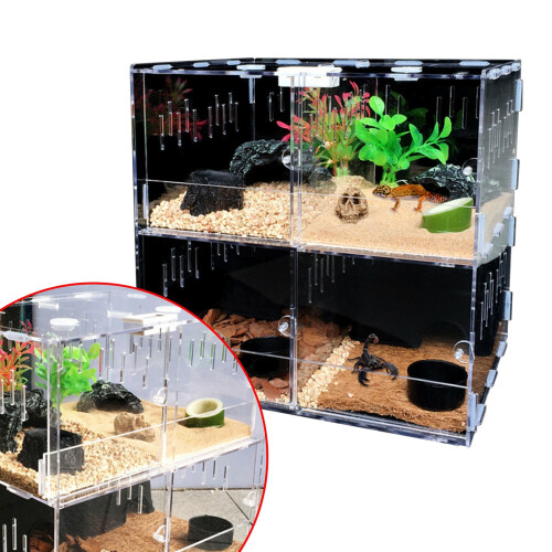Průhledný akrylový box pro plazy, 4 mřížky 2