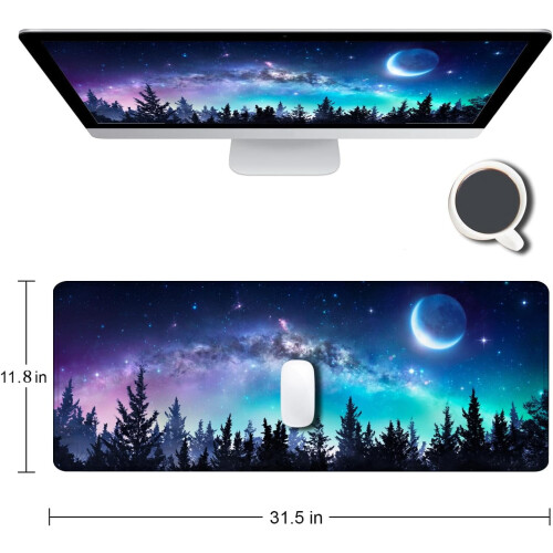 Mousepad Gamer com Design Galáxia Antiderrapante 80x30cm 1