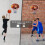 Tabellone da basket a parete con canestro e due reti. 4