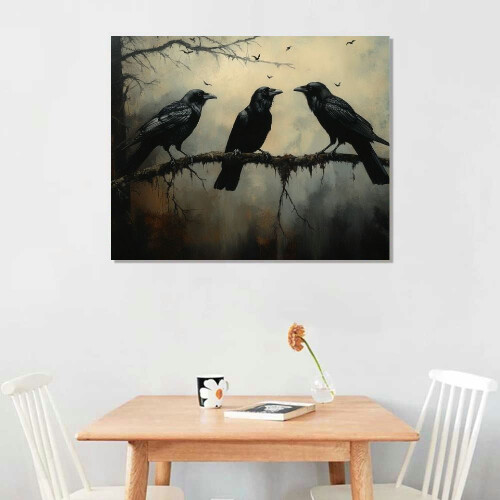 Dark Academia Crow Leinwandbild 20x16 Zoll 1