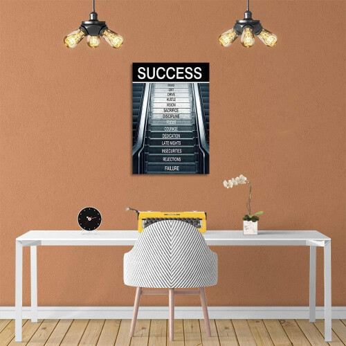 Quadro decorativo em tela "Grit & Hustle" com moldura de madeira de 30x45 cm (12x18 polegadas). 1