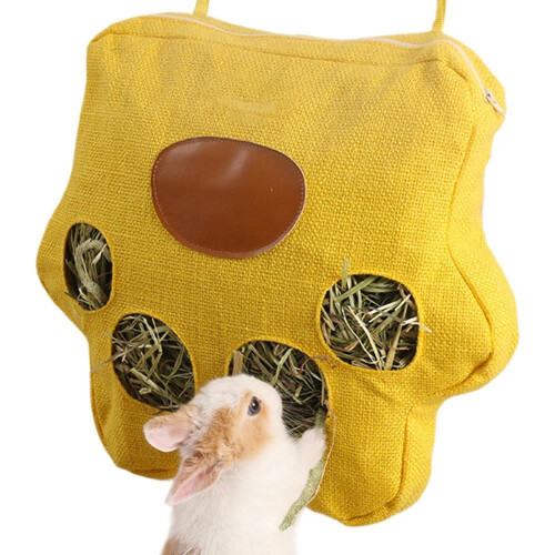 Hay Bag Feeder for Small Animals 4-Hole Washable