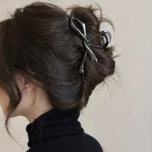 Vintage ribbon bow hair claws for women metal 2 pcs