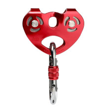 Pulley Zipline Trolley Kit with 25kN Carabiner Double Tandem Dual Pulley Speed Dual Trolley, Red with Carabiner