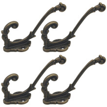 Lot de 4 crochets muraux en alliage de zinc, cintres robustes en bronze vintage, style rustique, adaptés à l'entrée, la salle de bain et la