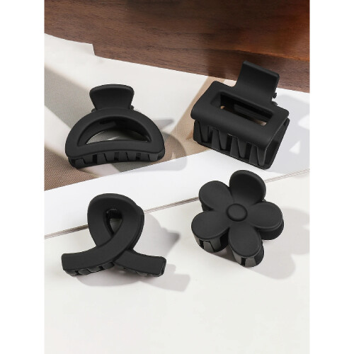 Flower Hair Claw Clips Matte Rectangle Jaw 5 pcs