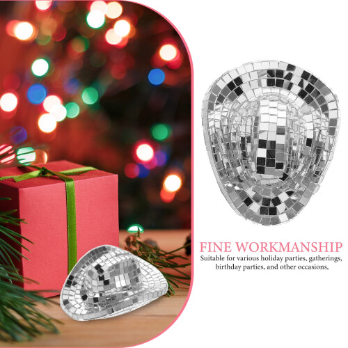 OUNONA ασημένια διακόσμηση πάρτι με καπέλο disco ball 1 τεμάχιο 2