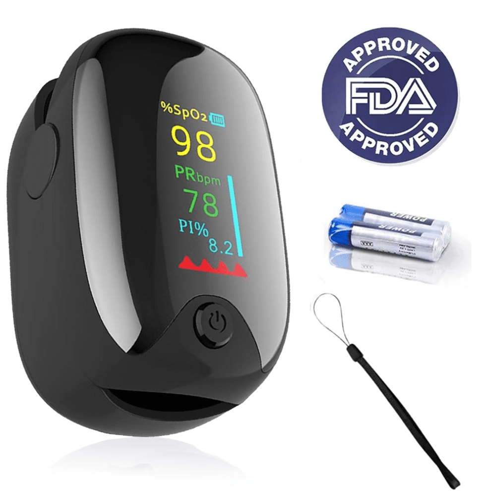 Fingertip Pulse Oximeter SpO2 PR PI Black