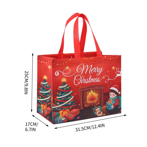 Sacolas de presente de Natal reutilizáveis em TNT (pacote com 2) 12,6 x 9,8 x 6,7 1