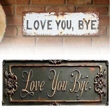 Panneau décoratif mural vintage en aluminium « Je t’aime, au revoir » 3,94 x 15,75