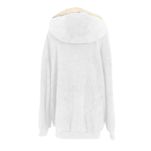Women's Oversized Sherpa Jacket with Full Zip, Hood, and 2