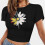 Γυναικείο Crop Top με Φλοράλ Στάμπα από Βαμβάκι XS-XL 4