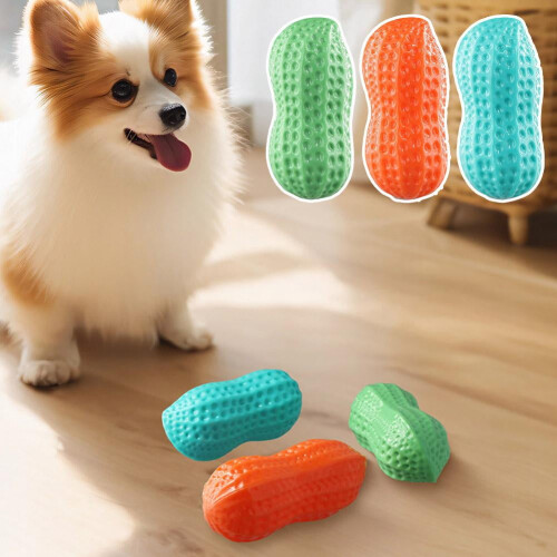 Brinquedo para cães em formato de amendoim com sabor de leite e que amassa os dentes. 2