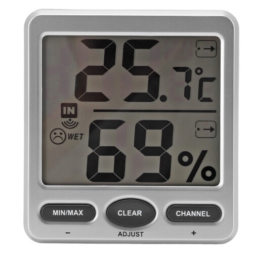 Digitalt romtermometer, hygrometer, innendørs, utendørs, stor 2