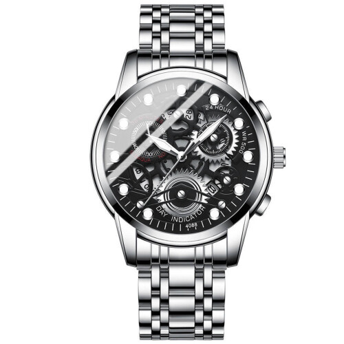 Ανδρικό ρολόι Quartz Vintage με κοίλο λουράκι από ανοξείδωτο ατσάλι 2