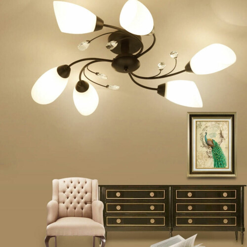 DENEST moderne loftslampe med 6 lamper, halvplanmontering 1