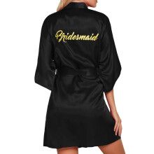 Women's satin bridesmaid robe with letter detail