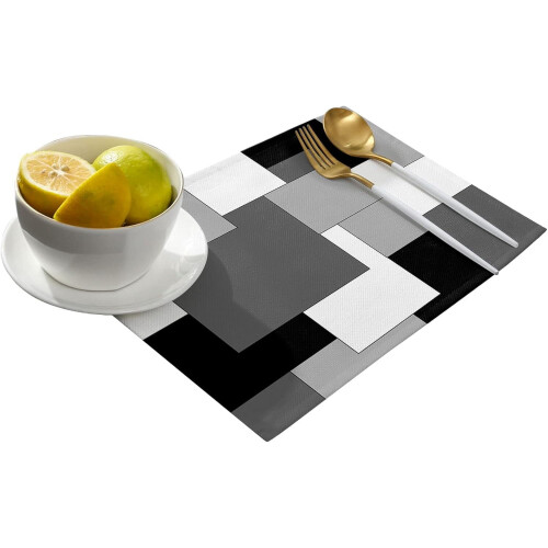 Set de 4 sets de table noirs et gris 30 x 45 cm 1