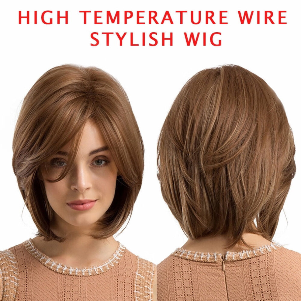 Human Hair Wig for Women Black Straight Medium Length
