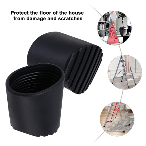 Rubber Ladder Foot Cover Black 4 Pcs 1