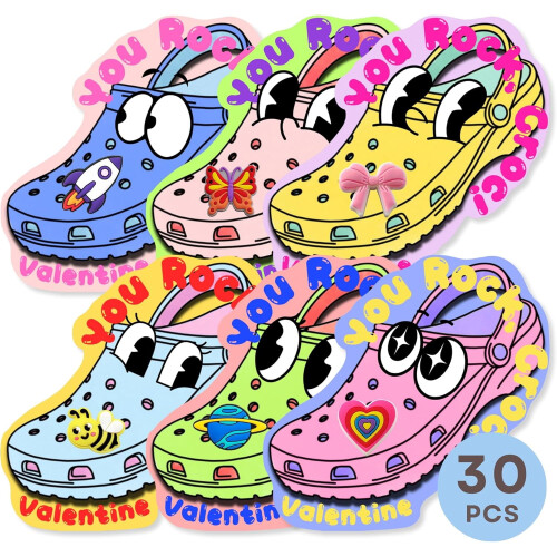 Valentine's Day Cards Set with Shoe Charms 30 pcs